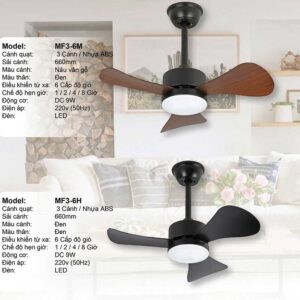 Mã sản phẩm:  MF3-6HThiết kế: Quạt trần trang trí
Cánh quạt: 3 cánh nhựa ABS
Sải cánh: 660mm