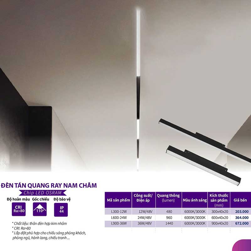 Đèn tán quang ray nam châm L300-12W 8 den-tan-quang-ray-nam-cham