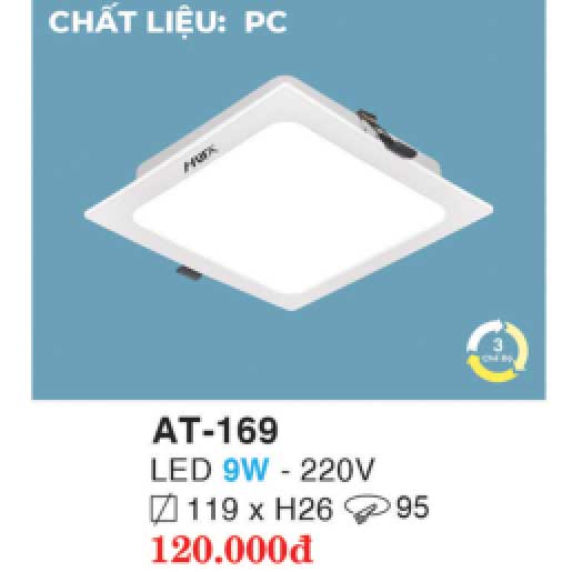 Đèn led downlight âm trần AT-169 9W 2 den-led-downlight-am-tran-at-169-9w