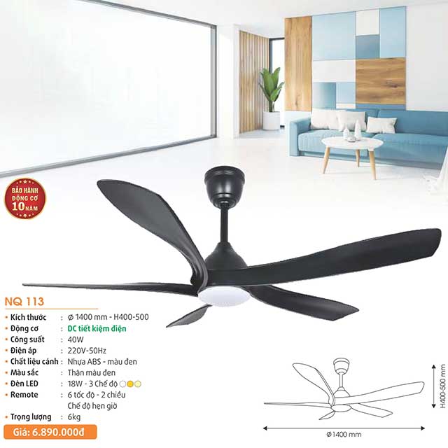 Quạt trần đèn 5 cánh hiện đại NQ 113 1 quat-tran-den-5-canh-hien-dai-nq-113