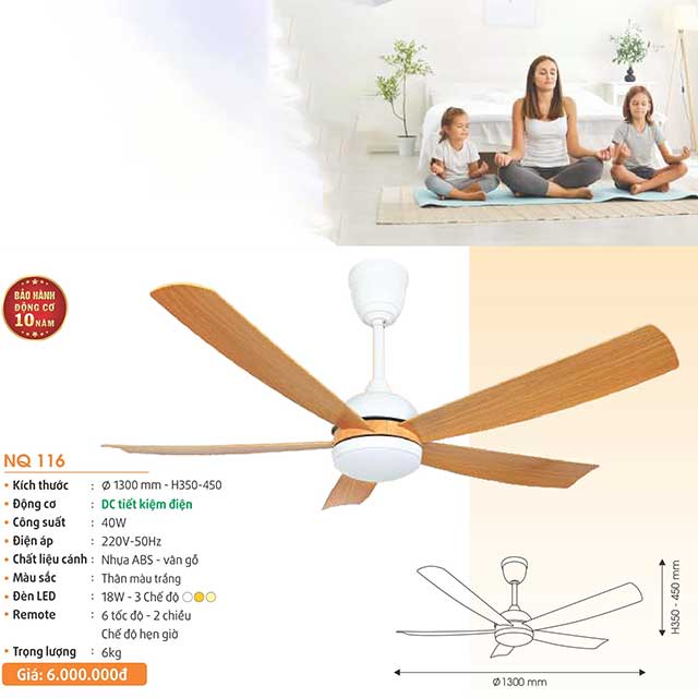 Quạt trần đèn 5 cánh hiện đại NQ 121 4 quat-tran-den-5-canh-hien-dai-nq-116