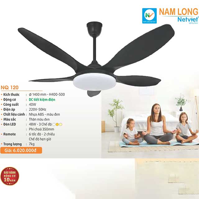 Quạt trần đèn 5 cánh NQ 123 4 quat-tran-den-5-canh-hien-dai-nq-120