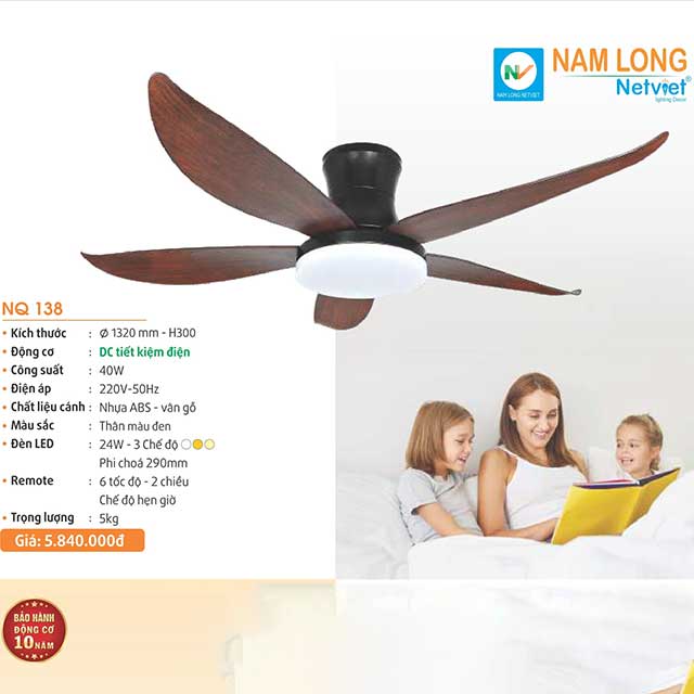 Quạt trần đèn trang trí NQ 2819 B 4 quat-tran-den-phong-khach-nq-138