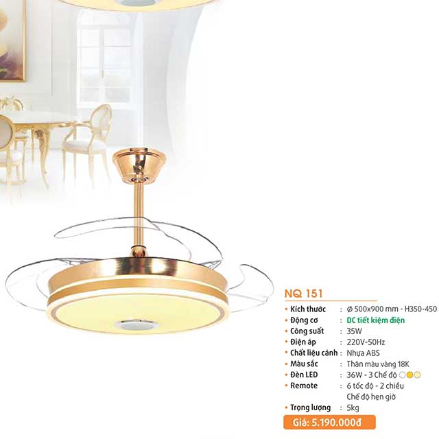 Quạt trần đèn cánh xếp NQ 151 1 quat-tran-den-canh-xep-nq-151