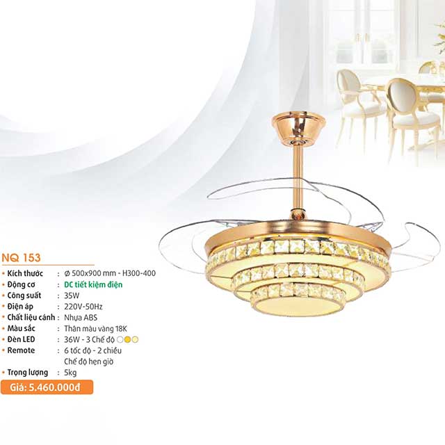 Quạt trần đèn cánh xếp NQ 153 1 quat-tran-den-canh-xep-nq-153