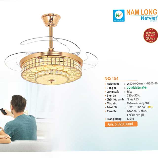 Quạt trần đèn cánh xếp NQ 9315 4 quat-tran-den-canh-xep-nq-154