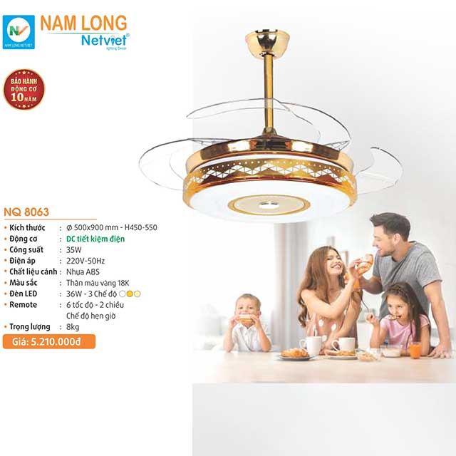 Quạt trần đèn cánh xếp NQ 9315 3 quat-tran-den-canh-xep-nq-8063