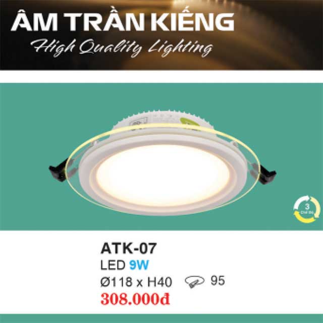 Đèn âm trần kiếng tròn ATK-07 9W 1 den-am-tran-kieng-tron-atk-07-9w